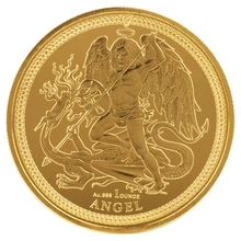 Moneda Ángel Isla de Man de Oro de 1 oz 2024