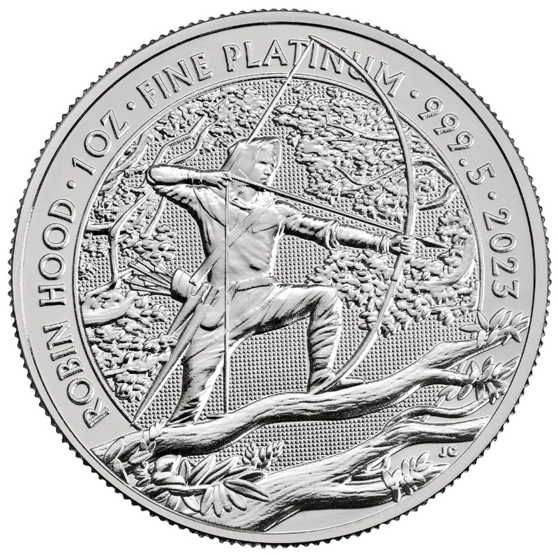 Moneda Mitos y Leyendas Robin Hood de Platino de 1 oz 2023