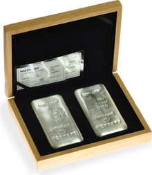 Caja de Regalo - 2 Lingotes de Plata Metalor de 1 kg