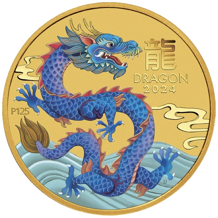Moneda 2024 1/20 oz del Año del Dragón de la Casa de la Moneda de Perth