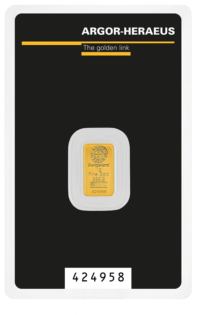 Lingote de Oro de 1 g Argor-Heraeus