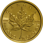 Maple Leaf Canadiense de 1/4 oz de Oro 2018