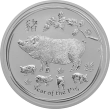Moneda Perth Mint Calendario Lunar de Plata de 5 oz 2019 Año del Cerdo