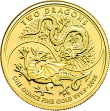 Moneda Dos Dragones de Oro de 1 oz 2018
