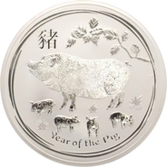 Moneda Perth Mint Calendario Lunar de Plata de 10 oz 2019 Año del Cerdo