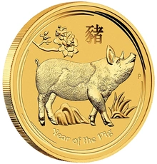 Moneda Perth Mint Calendario Lunar de Oro de 1 oz 2019 Año del Cerdo