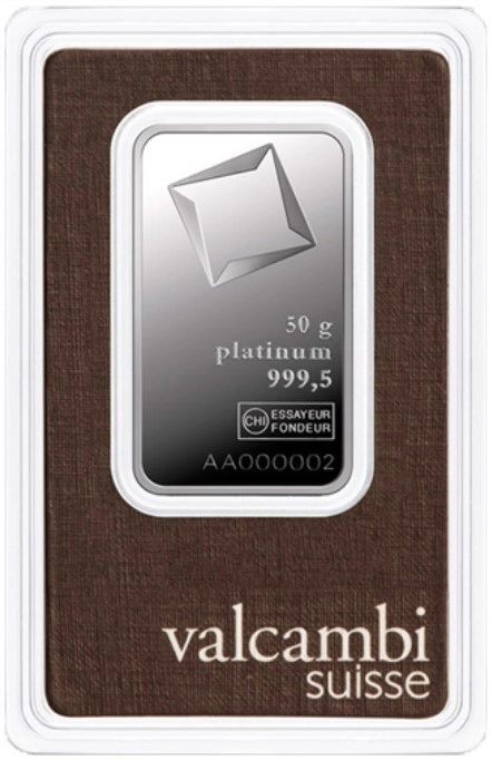Lingote de Platino de 50 g Valcambi