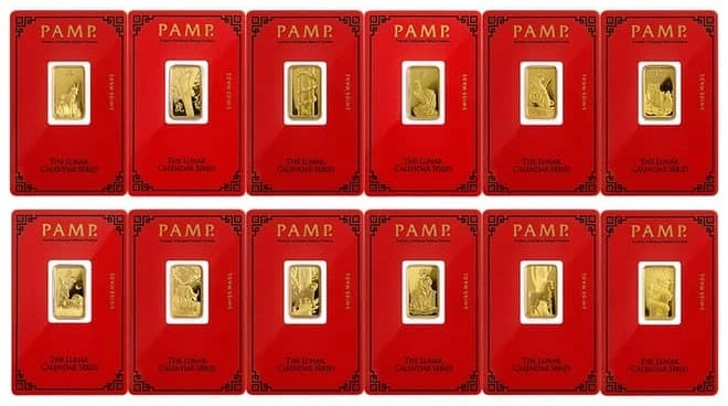 Lingote de Oro de 5 g Horóscopo Chino Completo PAMP