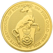 Moneda Bestias de la Reina El Galgo Blanco de Richmond de Oro de 1 oz 2021