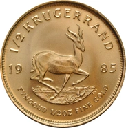 Moneda Krugerrand de 1/2 oz de Oro 1985