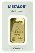 Lingote Metalor de 20g de Oro
