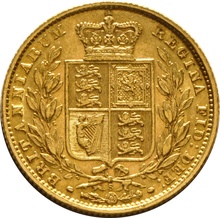 Soberano de Oro 1881 - Victoria Joven con Reverso Escudado (S)