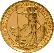 Moneda Britannia de Oro de 1/4 oz 1987