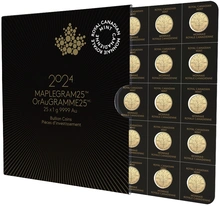 MapleGram 25 monedas de Oro de 1 gramo 2024