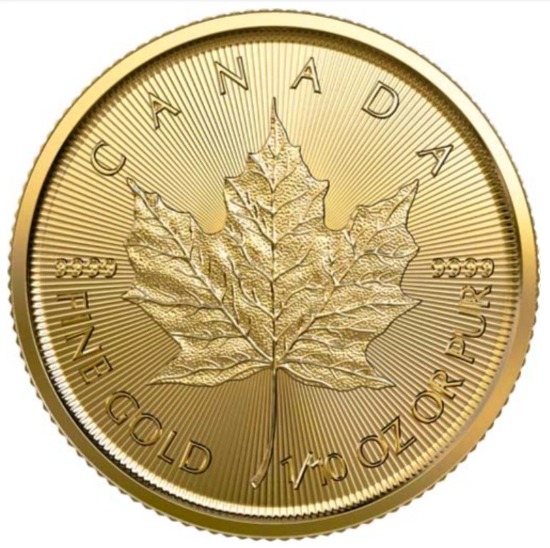 Maple Leaf Canadiense de 1/10 oz de Oro 2023