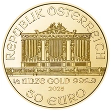 Moneda Filarmónica Viena de Oro de 1/2 oz 2025