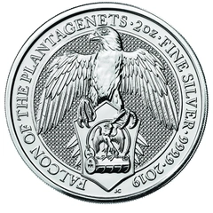 Moneda Bestias de la Reina El Halcón de los Plantagenets de Plata de 2 oz