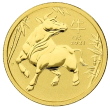 Moneda Perth Mint Calendario Lunar de Oro de 1/10 oz Año del Buey 2021