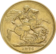 Moneda Soberano de Oro 1876 Victoria Joven (S)
