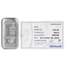 Lingote de Plata de 250 g Metalor