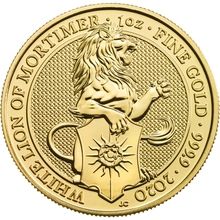 Moneda Bestias de la Reina El León Blanco de Mortimer de Oro de 1 oz 2020