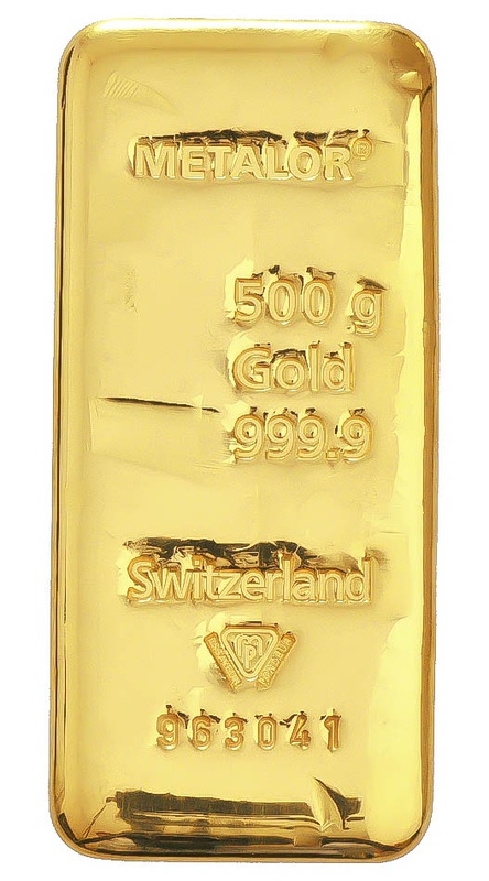 Metalor 500 Gram Gold Bar