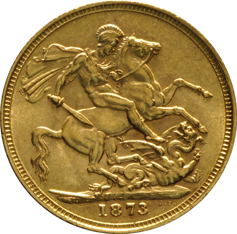 Moneda Soberano de Oro 1873 Victoria Joven (M)