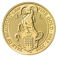Moneda Bestias de la Reina El Eale de Beaufort de Oro de 1/4 oz 2019