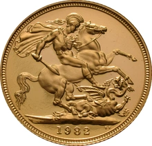 Moneda Soberano de Oro Proof 1982 en Caja Original