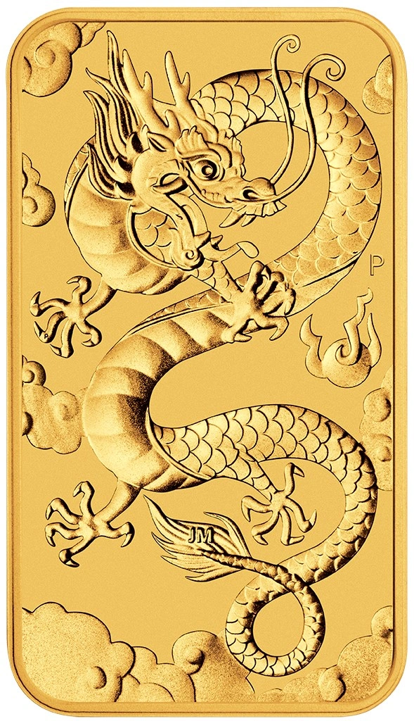 Moneda Dragón Rectangular de Oro de 1 oz 2019