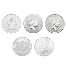 Juego de Monedas de Plata de 1 oz 2020: Águila, Maple Leaf, Britannia, Filarmónica y Año de la Rata