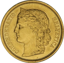 Moneda 20 Francos Suizos Cabeza Libertas