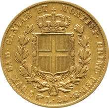 Moneda 20 Liras Sardas - Carlos Alberto 1834