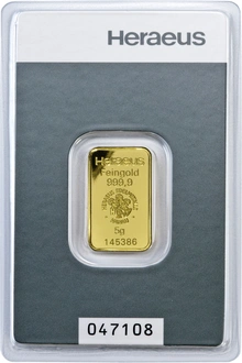 Lingote de Oro de 5 g Heraeus