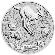 Moneda de Plata de 1 oz del 125º Aniversario de la Casa de la Moneda de Perth 2024