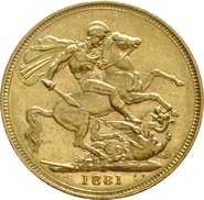 Moneda Soberano de Oro 1881 Victoria Joven (S)