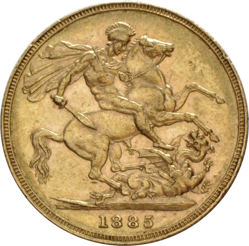 1885 Gold Sovereign - Victoria Young Head - London