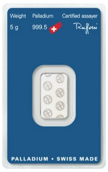 Lingote de Paladio de 5 g Argor-Heraeus