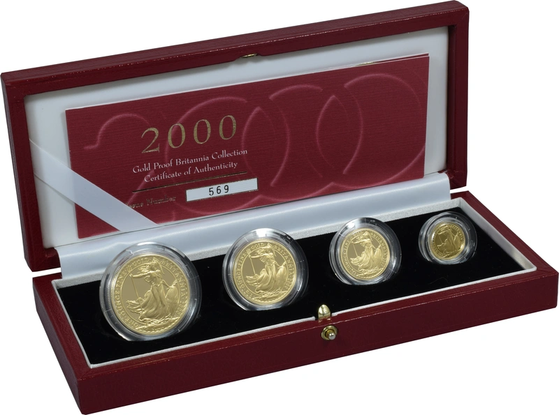 Juego de 4 Britannias Proof 2000 (en Caja Original)