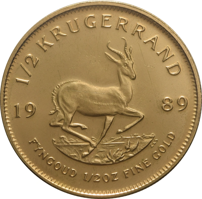Moneda Krugerrand de 1/2 oz de Oro 1989