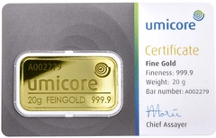 Lingote de Oro de 20 g Umicore