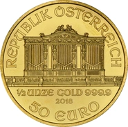 Moneda Filarmónica Viena de Oro de 1/2 oz 2018