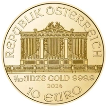 Moneda Filarmónica Viena de Oro de 1/10 oz 2024