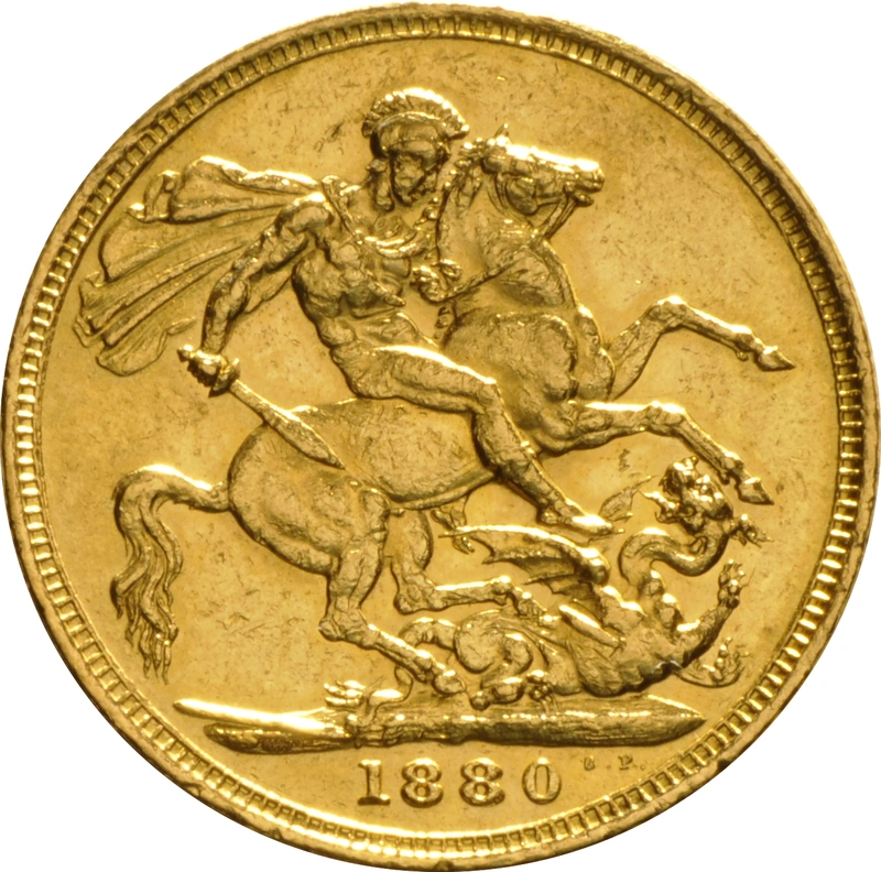 Moneda Soberano de Oro 1880 Victoria Joven (M)