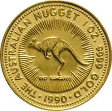 Moneda Nugget Australiano do Oro de 1 oz 1990