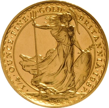 Moneda Britannia de Oro de 1/4 oz 1987