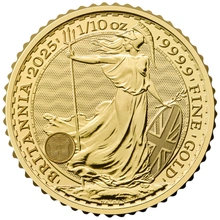 Moneda Britannia de Oro de Décimo de Onza 2025