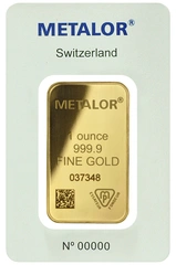 Lingote de Oro de 1 oz Metalor