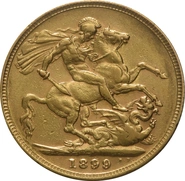 Moneda Soberano de Oro 1899 Victoria Velada (L)