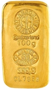 Lingote de Oro de 100 g Argor-Heraeus Fundido